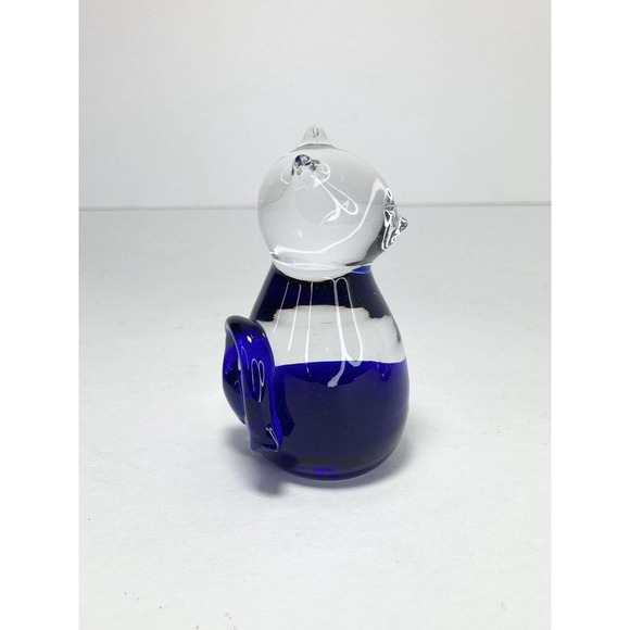 Czech Republic Handblown Art Glass Cobalt Blue Cat & Bird Figurines, 31/2” - Picture 8 of 11